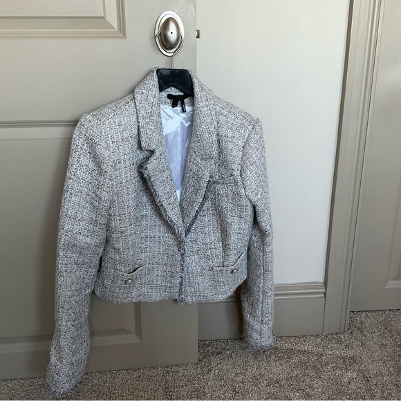 Paige Tweed Cropped Blazer with pearl like buttons - Picture 1 of 8